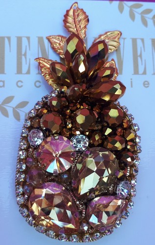 Ananas brosche gold - ananas, swarovski