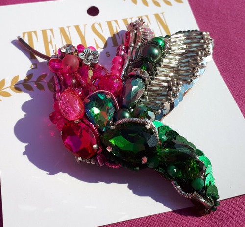 Brosche kolibri strass - brosche,