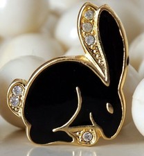 Brosche Hase schwarz/gold 25