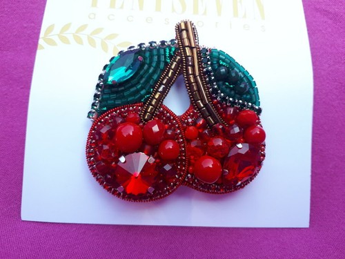 Kirsche brosche strass - strass, perlen