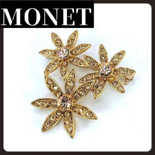 Monet blume brosche gold - monet, stein