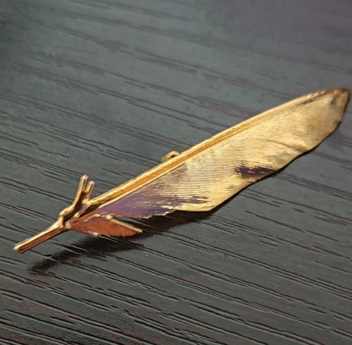 Vintage gold feder brosche - gold,