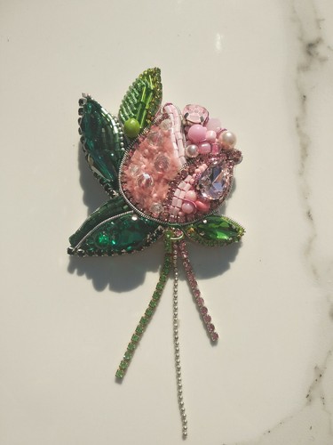 Brosche blume pfingstrose - brosche,